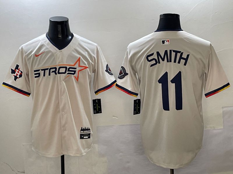 Men Houston Astros #11 Smith Cream three generations Joint Name Nike 2025 MLB Jersey style 4->houston astros->MLB Jersey